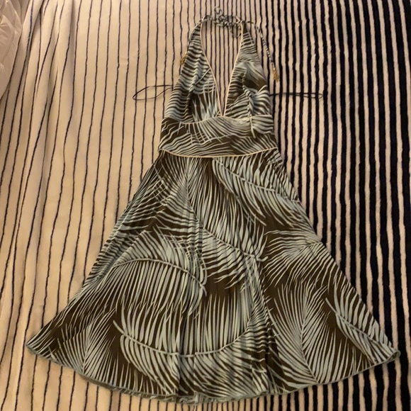 ABS By Alan Swartz Palm Print Halter Dress Size 4 - Picture 3 of 12